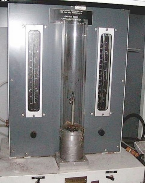 US TESTING CO. Oxygen Index Flammability Tester, Model 8100,